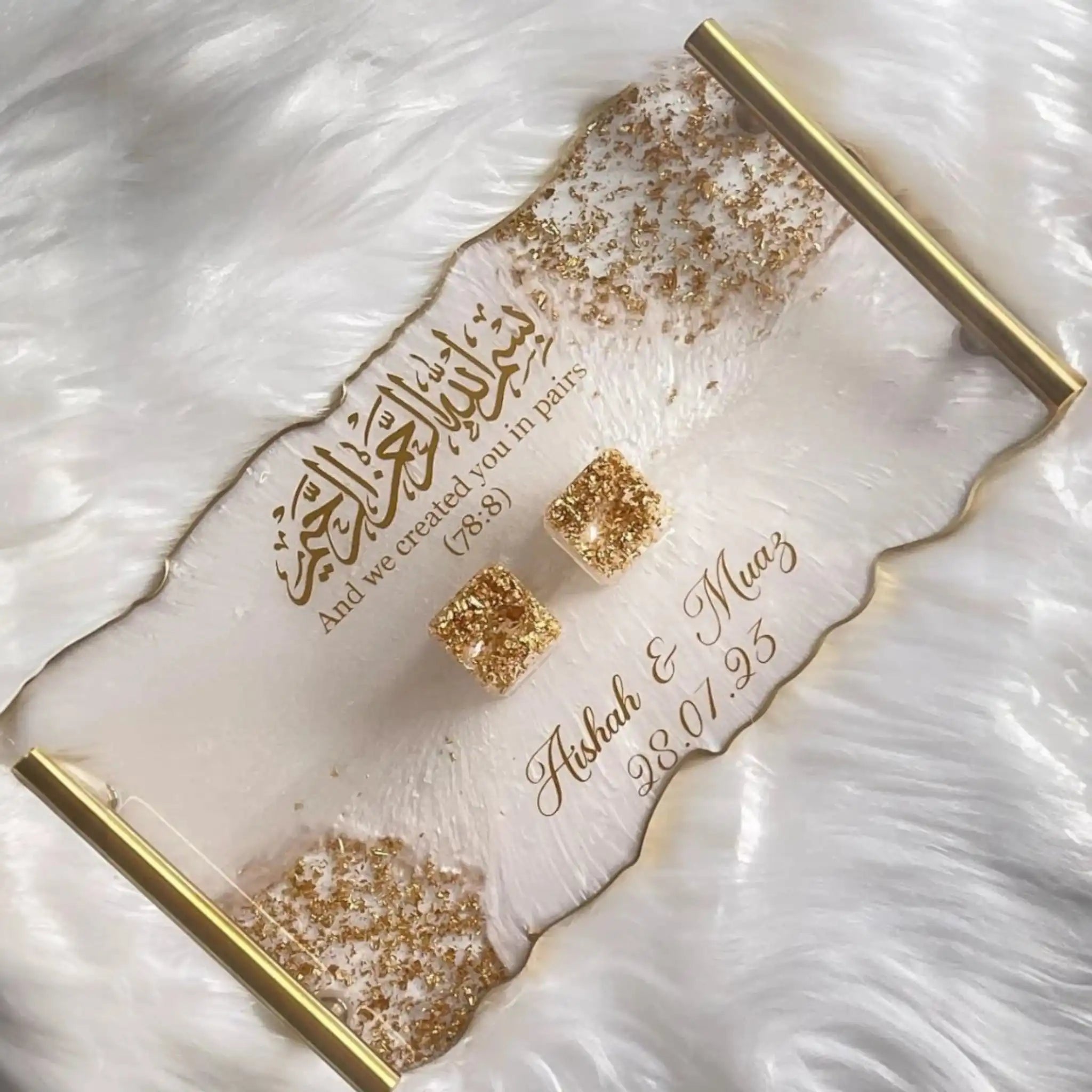 Eternal Love Rectangle Nikah Ring Platter