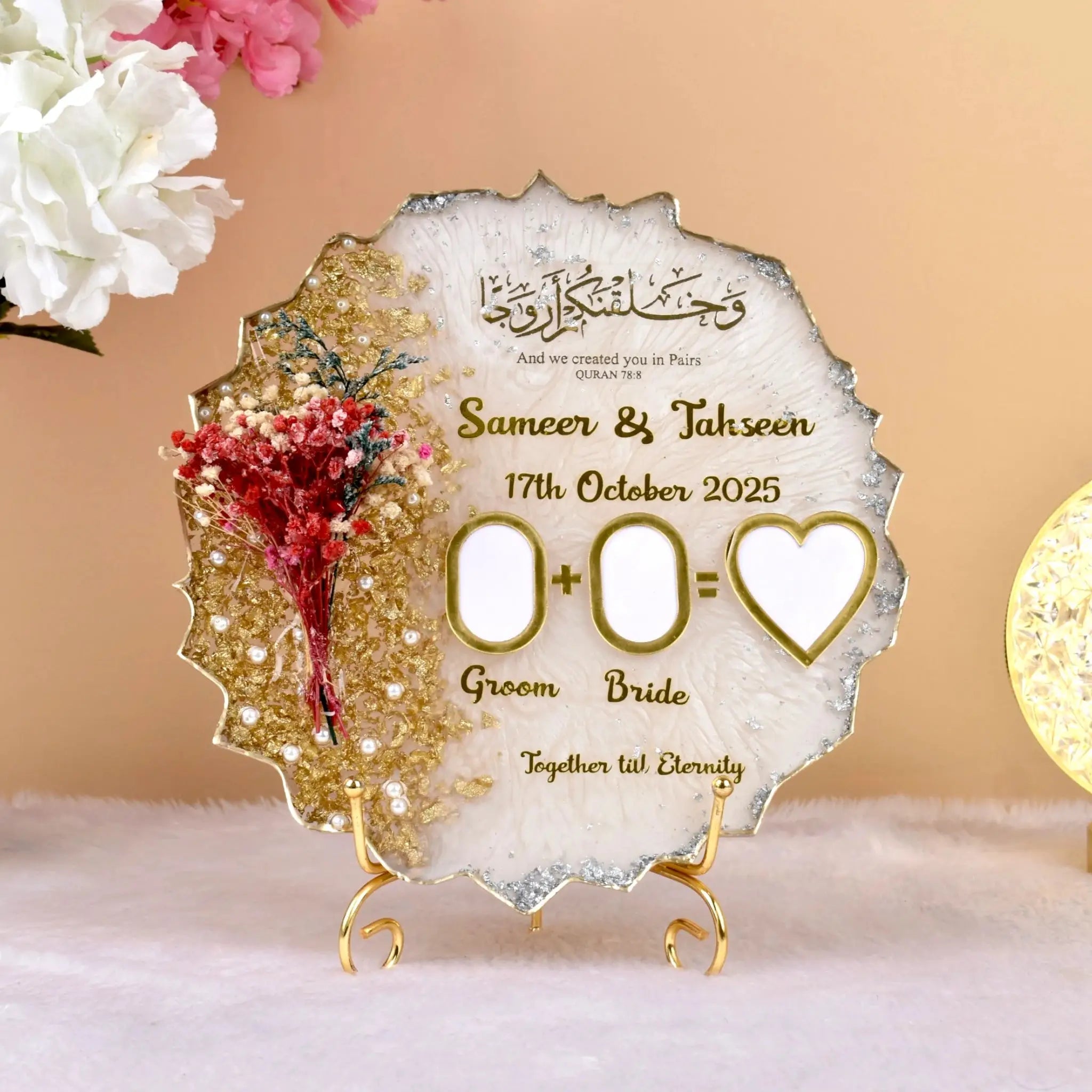 Floral Round Couple Thumb Printing Frame